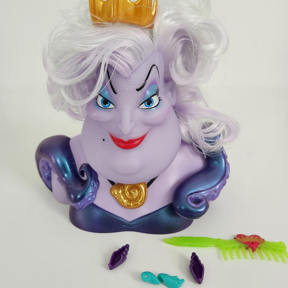 Disney Villains Ursula Styling Head The Little Mermaid Purple‎ Hair Play Toy 8in
